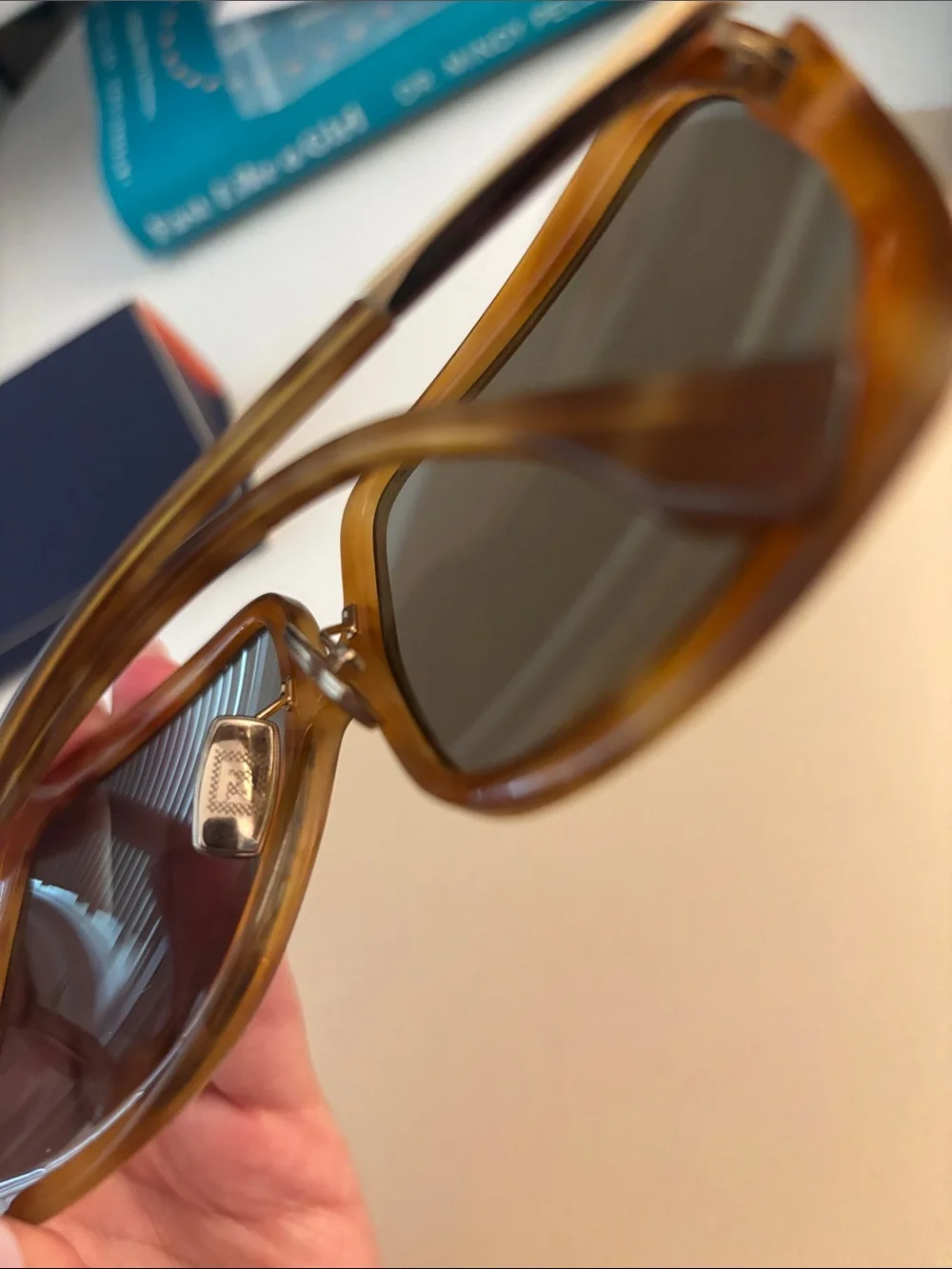 Fendi Oversized Square Sunglasses in Amber Brown with Gray Lenses